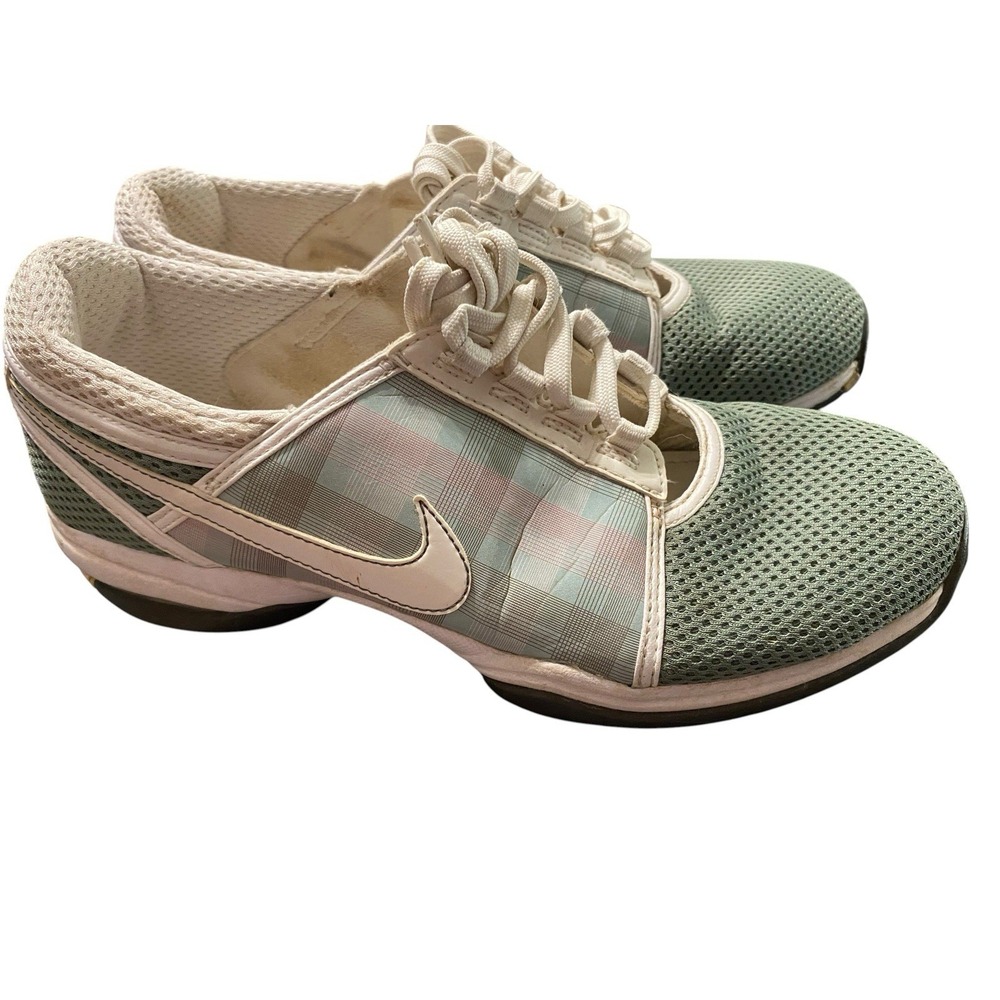 Nike Air Women's Golf Shoes Size 7.5 Green Pink White Plaid Cleats 317620-311